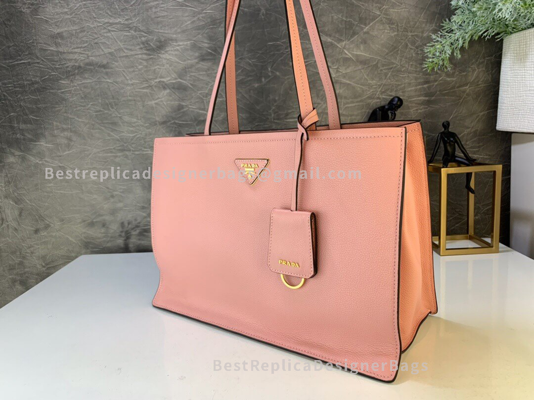 Prada Pink Leather Tote In Grained GHW 122